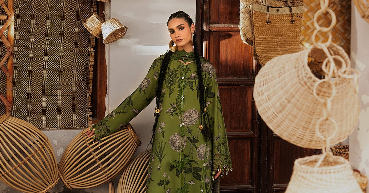 M prints maria b | embroidered cambric suit - green (mpt-3109-b)– d-9b-f M Prints Maria B | Embroidered Cambric Suit - Green (MPT-3109-B)– D-9B-F