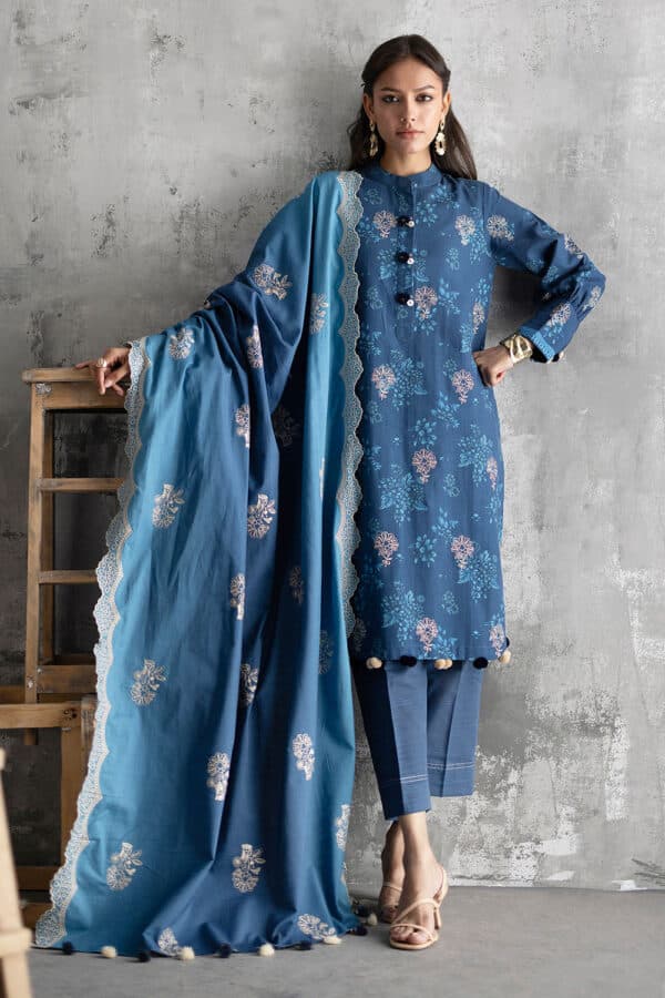 EM212A_1 Gul Ahmed Winter 2026 - 3 Piece Embroidered Printed Khaddar Suit with Embroidered Printed Khaddar Dupatta
