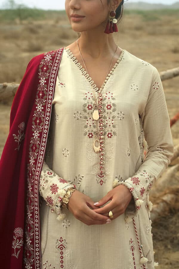 Embroidered-Khaddar-Dupatta-Embroidered-Khaddar-Shirt-Dyed-Trouser-Gulahmed-K-52060-Close Gul Ahmed Winter 2026 - 3 Piece Embroidered Khaddar Suit with Embroidered Khaddar Dupatta–