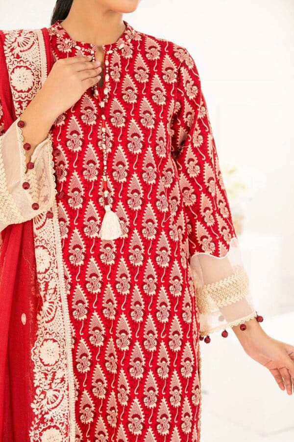 Embroidered-Net-Dupatta-Printed-Khaddar-Shirt-with-Embroidered-Border-DyedTrouser-Gulahmed-CN-52006-Close Gul Ahmed Winter 2026 - 3 Piece Embroidered Khaddar Suit with Net Dupatta– Embroidered-Net-Dupatta-Printed-Khaddar-Shirt