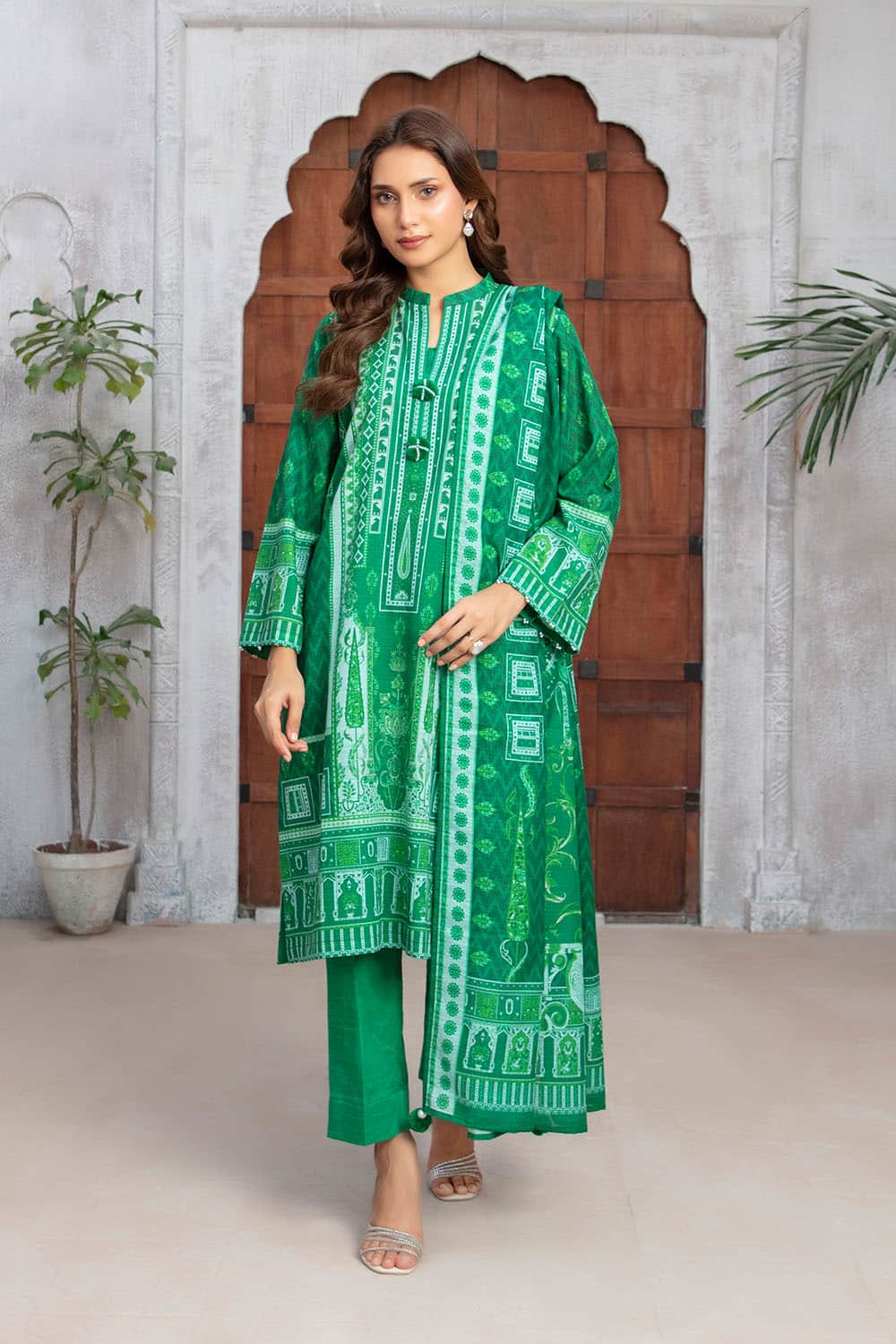 Khaddar-dupatta-khaddar-shirt-dyed-trouser-gulahmed-wns-52044-front-1 Gul Ahmed Winter 2026 - 3 Piece Printed Khaddar Suit with Zari Dupatta