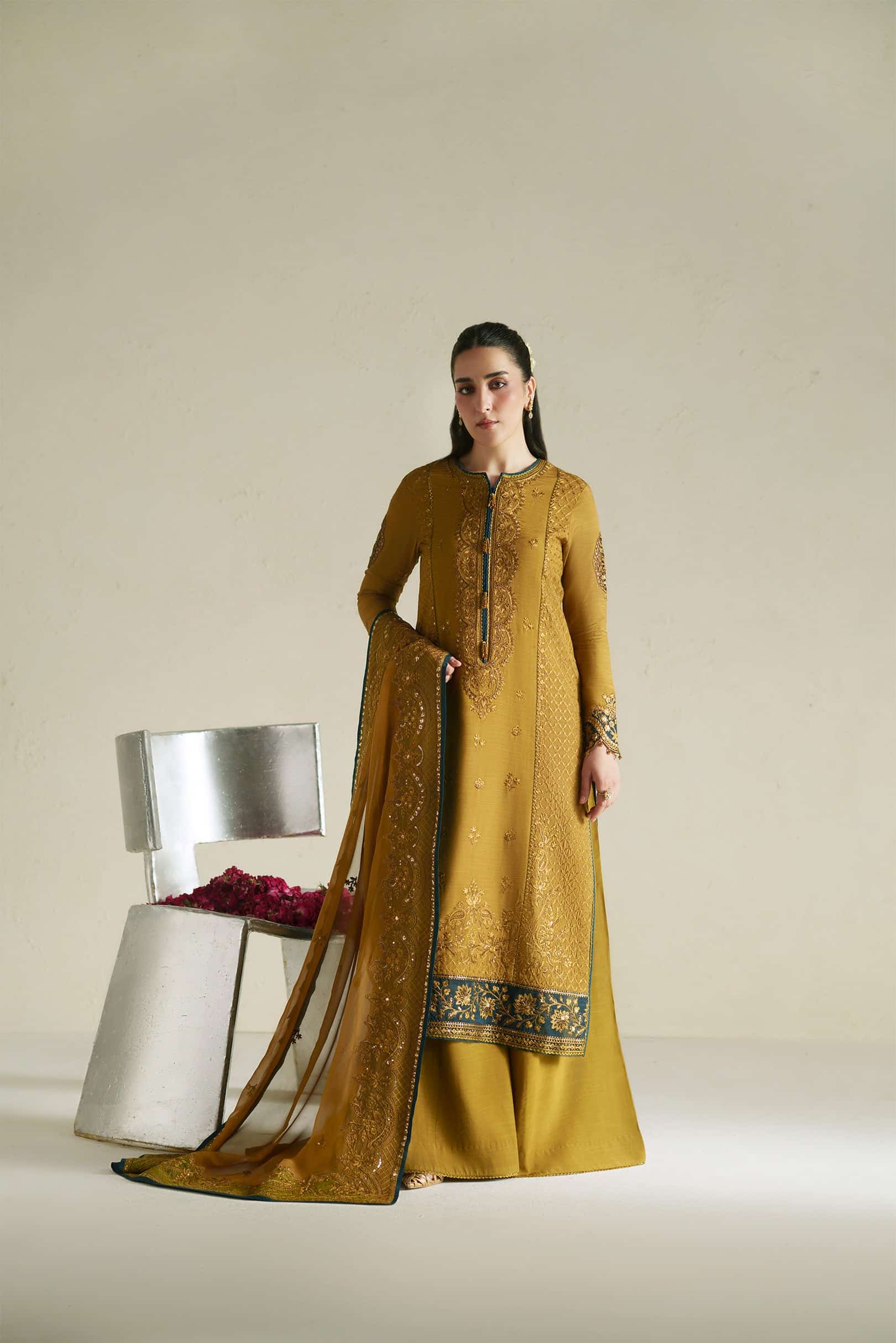 Mtb06275 Kundan Antique Gold Shirt Set | Raw Silk Edit'26 Vera World– MTB06275