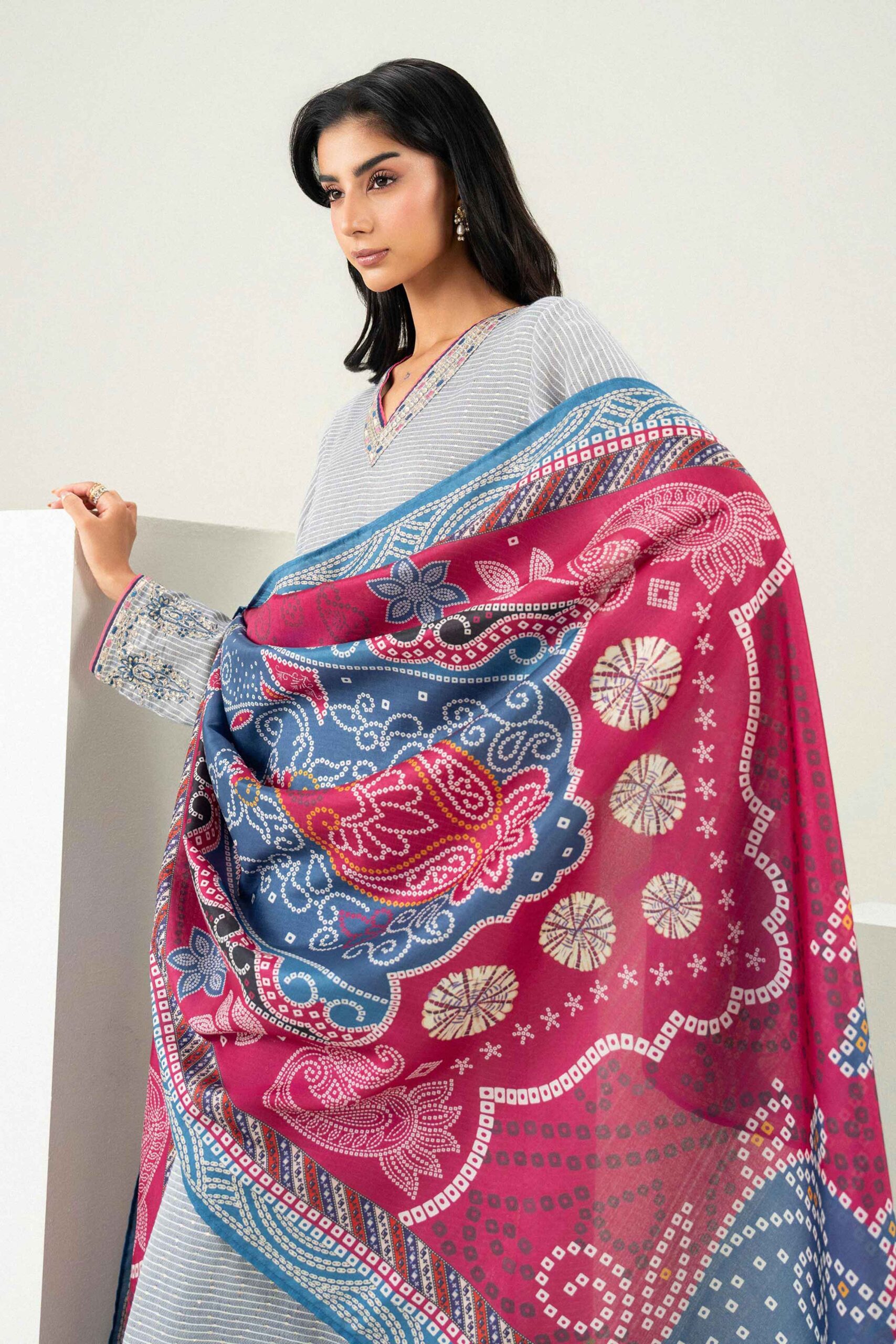 Nishat linen winter collection 2026 | 3 piece - printed embroidered suit - pfe26-46 Nishat Linen Winter Collection 2026 | 3 Piece - Printed Embroidered Suit - PFE26-46 - Image 2