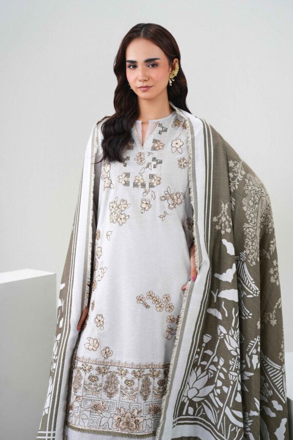 Nishat Linen Winter Collection 2026 | 3 Piece - Printed Embroidered Suit - PW25-437 - Image 5