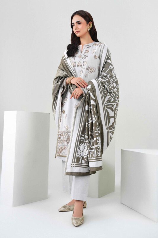 Nishat Linen Winter Collection 2026 | 3 Piece - Printed Embroidered Suit - PW25-437