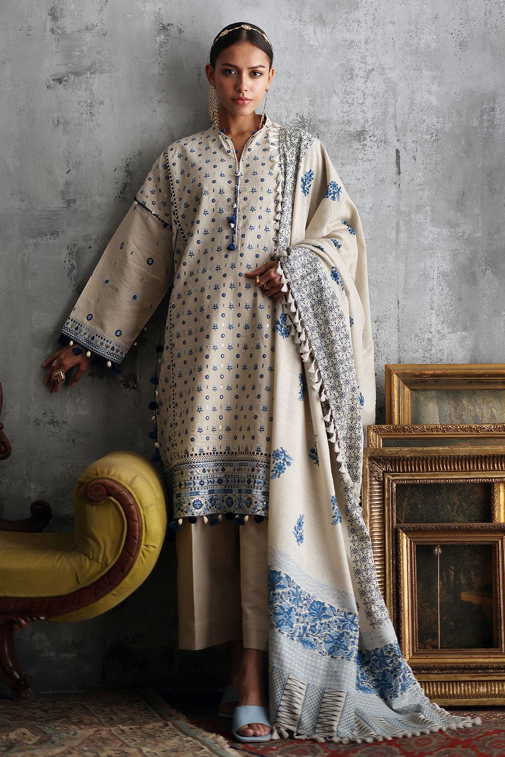 Gul ahmed winter 2026 - 3 piece embroidered khaddar suit with printed khaddar dupatta Gul Ahmed Winter 2026 - 3 Piece Embroidered Khaddar Suit with Printed Khaddar Dupatta