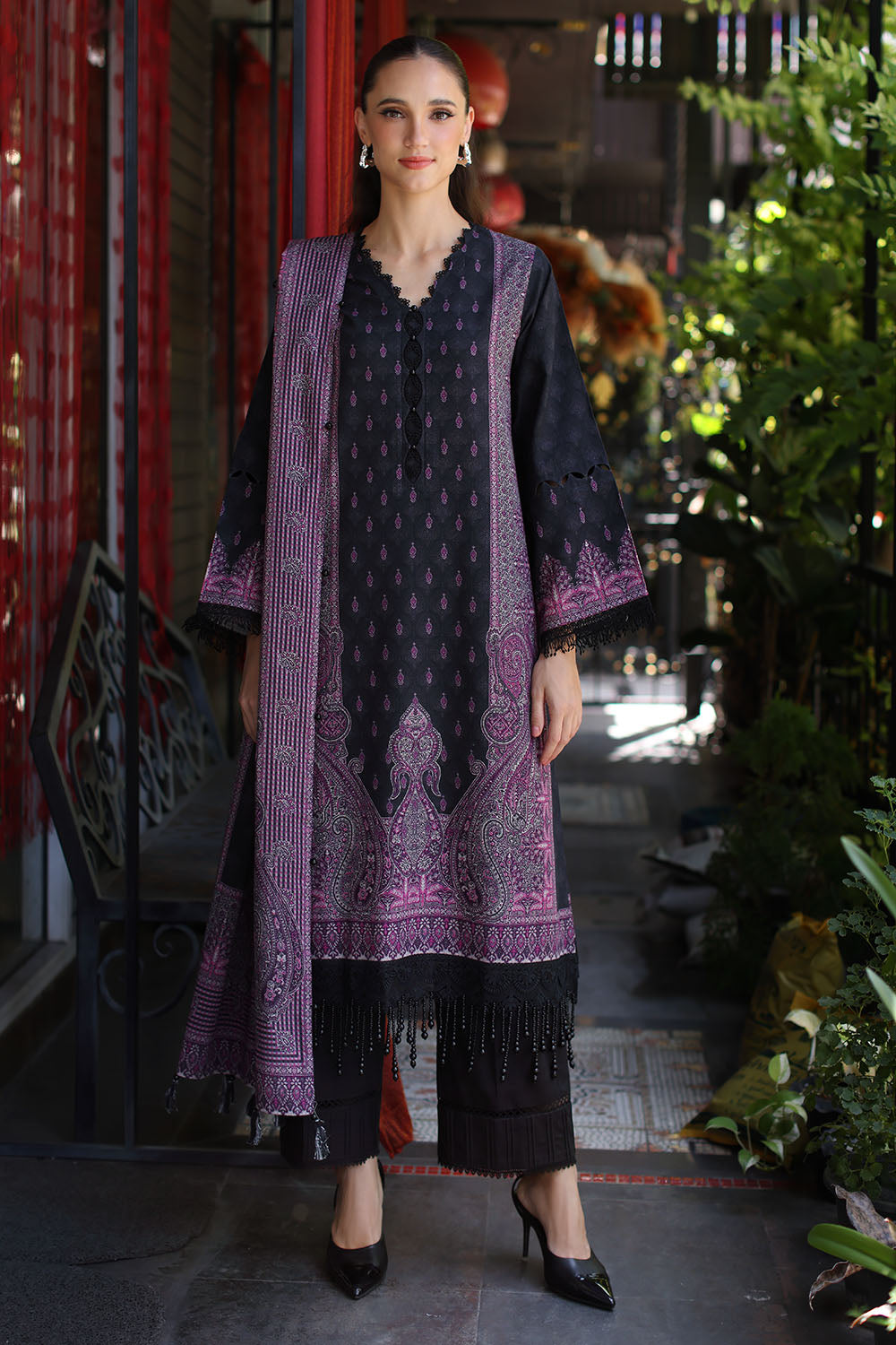 Printed-khaddar-dupatta-printed-khaddar-shirt-dyed-trouser-gulahmed-k-62014-front Gul Ahmed Winter 2026 3 Piece Printed Khaddar Suit with Printed Khaddar Dupatta