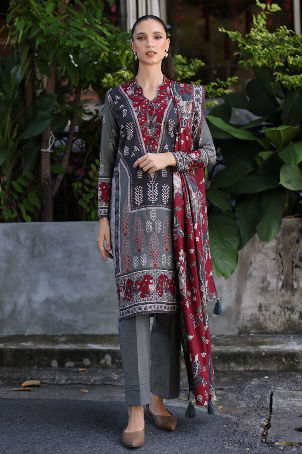 Printed-Khaddar-Dupatta-Printed-Khaddar-Shirt-Dyed-Trouser-Gulahmed-K-62047-Front Gul Ahmed Winter 2026 3 Piece Printed Khaddar Suit with Printed Khaddar Dupatta