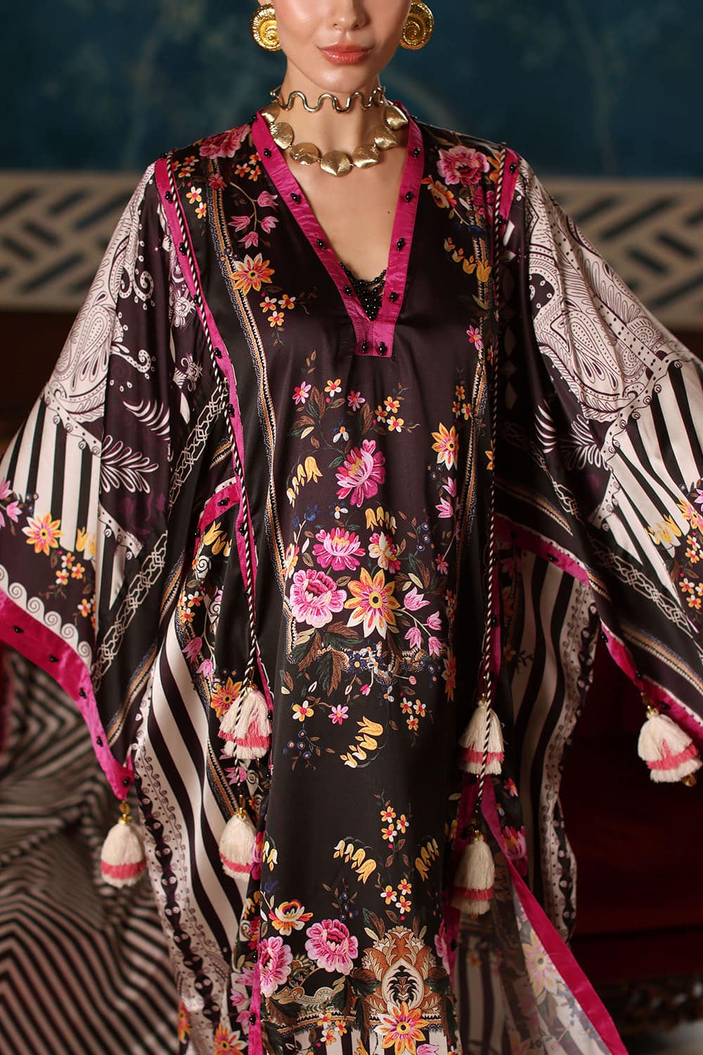Printed-tissue-silk-dupatta-printed-charmeuse-silk-shirt-_-trouser-gulahmed-s-62027-close Gul Ahmed Winter 2026 - 3 Piece Printed Charmeuse Silk Suit with Printed Tissue Silk Dupatta–