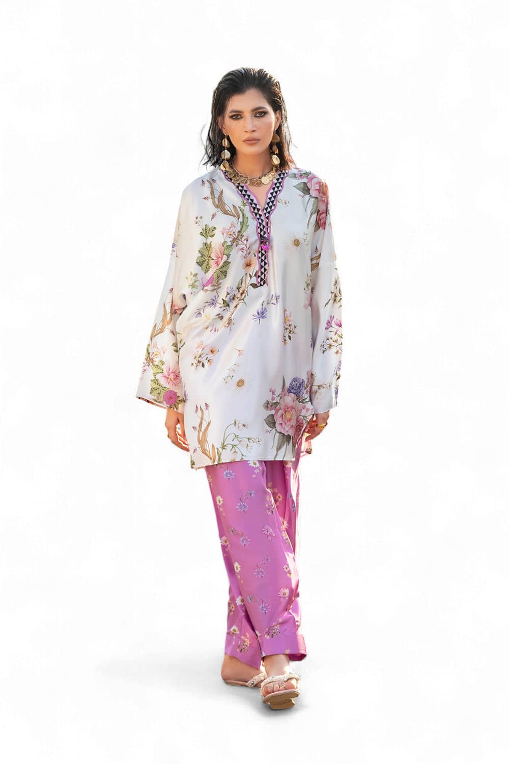 Silk-dupatta-silk-shirt-silk-trouser-gulahmed-ts-52005-front Gul Ahmed Winter 2026 - 2 Piece Printed Charmeuse Silk Suit with Trouser