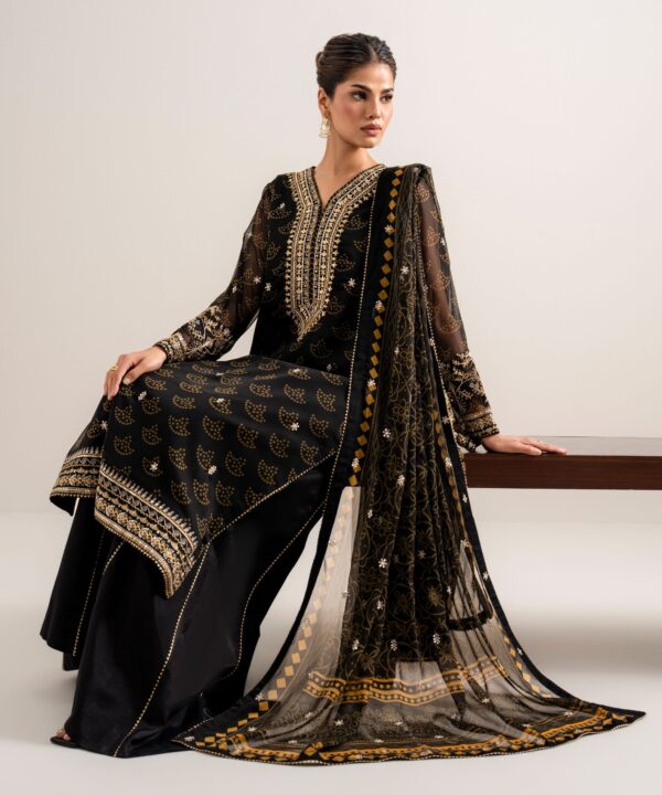 Sapphire Women's Unstitched Embroidered Blended Chiffon Black 3 Piece Suit – U3PELXS26V76