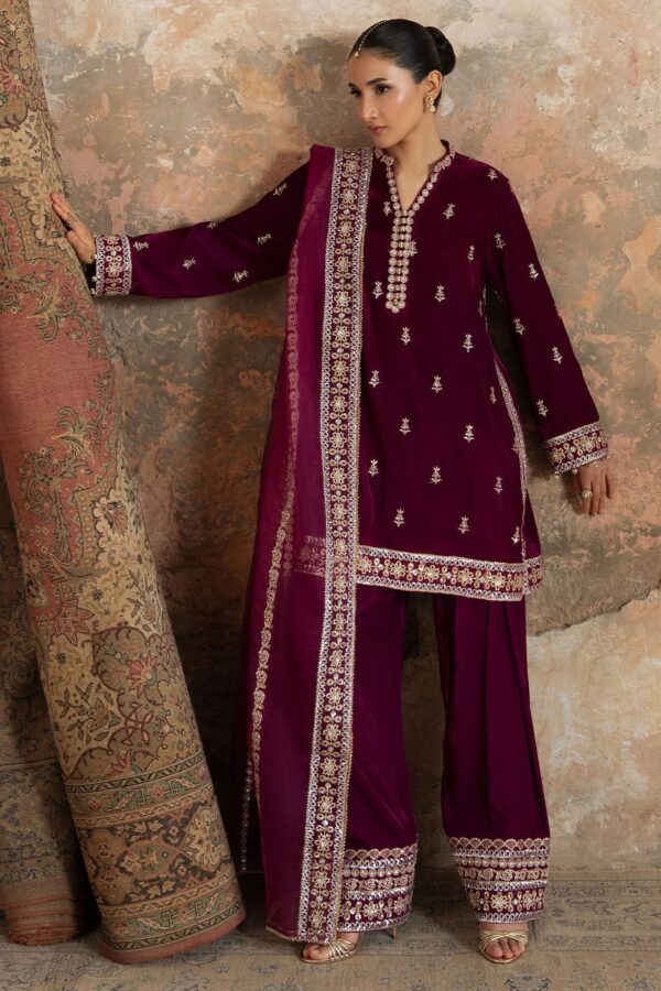 Wedding Festive Cross Stitch | PLUM ATELIER-3PC VELVET EMBROIDERED SUIT– Untitled-1 0000 AKS03453