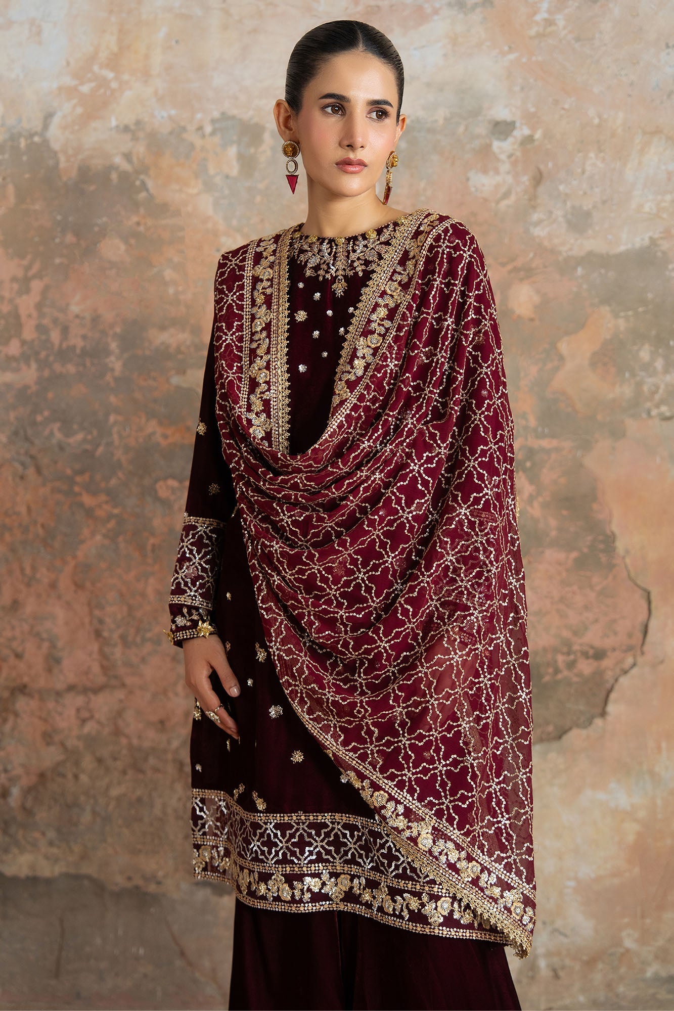 Untitled-1_0001_aks03651 Wedding Festive Cross Stitch | CRIMSON FLARE-3PC VELVET EMBROIDERED SUIT– Untitled-1 0001 AKS03651