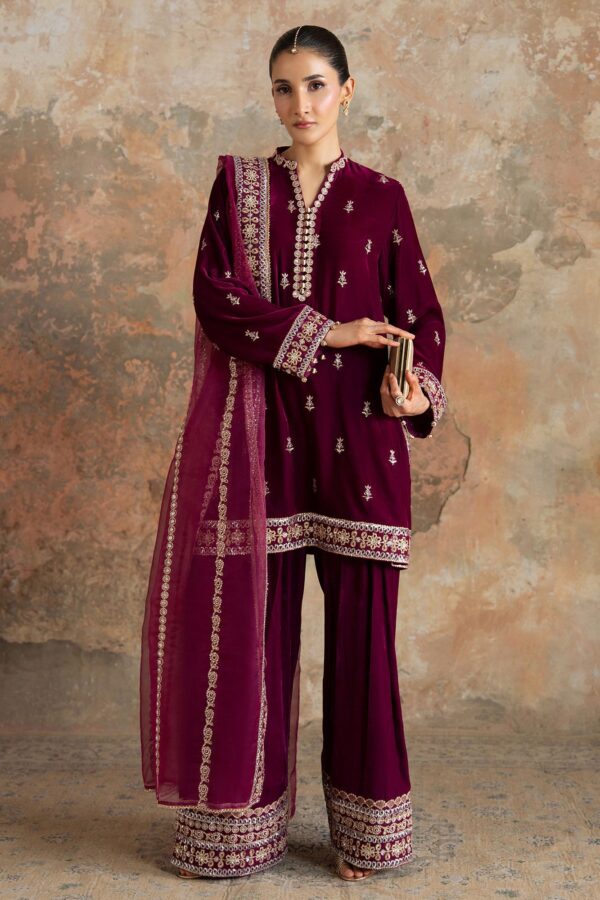Untitled-1_0004_AKS03427 Wedding Festive Cross Stitch | PLUM ATELIER-3PC VELVET EMBROIDERED SUIT