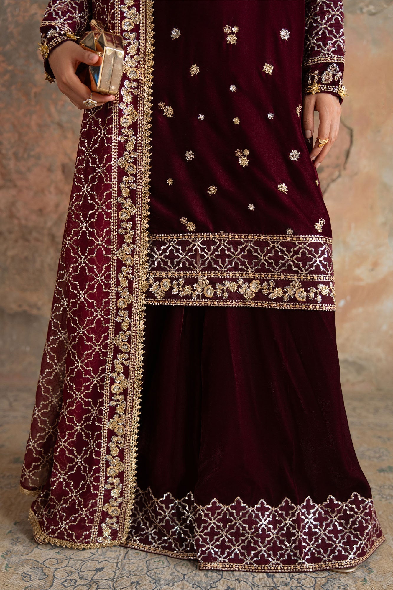 Untitled-1_0004_aks03637 Wedding Festive Cross Stitch | CRIMSON FLARE-3PC VELVET EMBROIDERED SUIT– Untitled-1 0004 AKS03637