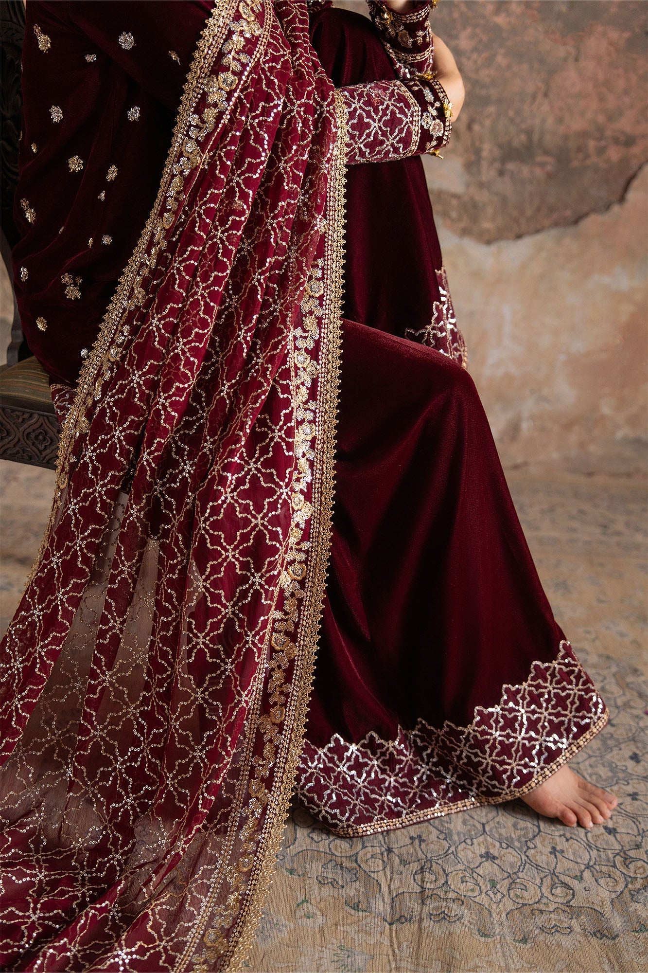 Untitled-1_0006_aks03662 Wedding Festive Cross Stitch | CRIMSON FLARE-3PC VELVET EMBROIDERED SUIT– Untitled-1 0006 AKS03662