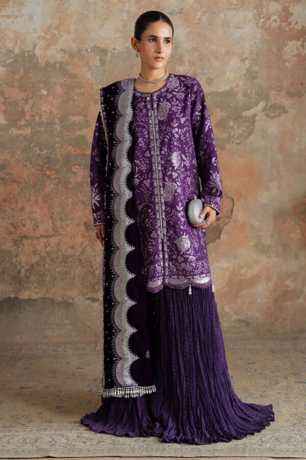Untitled-2_0000_AKS03467 Wedding Festive Cross Stitch | PURPLE GLAM-3PC FANCY YARN EMBROIDERED SUIT