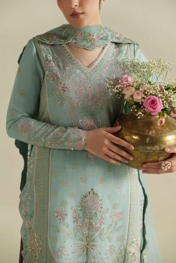 WEB_1-MTB06663 Meena Powder Blue Shirt Set | Raw Silk Edit'26 Vera World