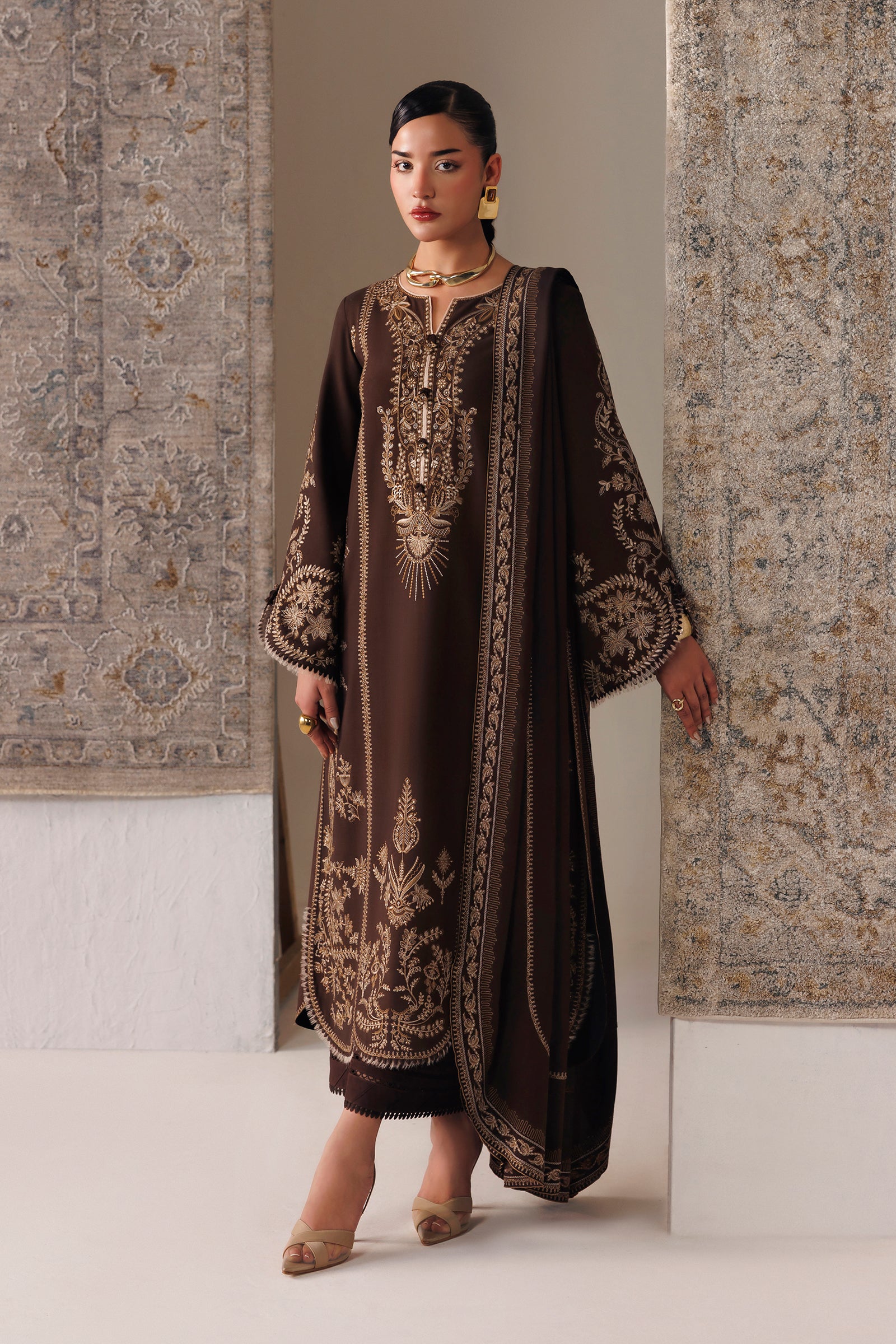 Qline linen '26 qalamkar | qlw-04 shaheen Qline Linen '26 Qalamkar | QLW-04 SHAHEEN