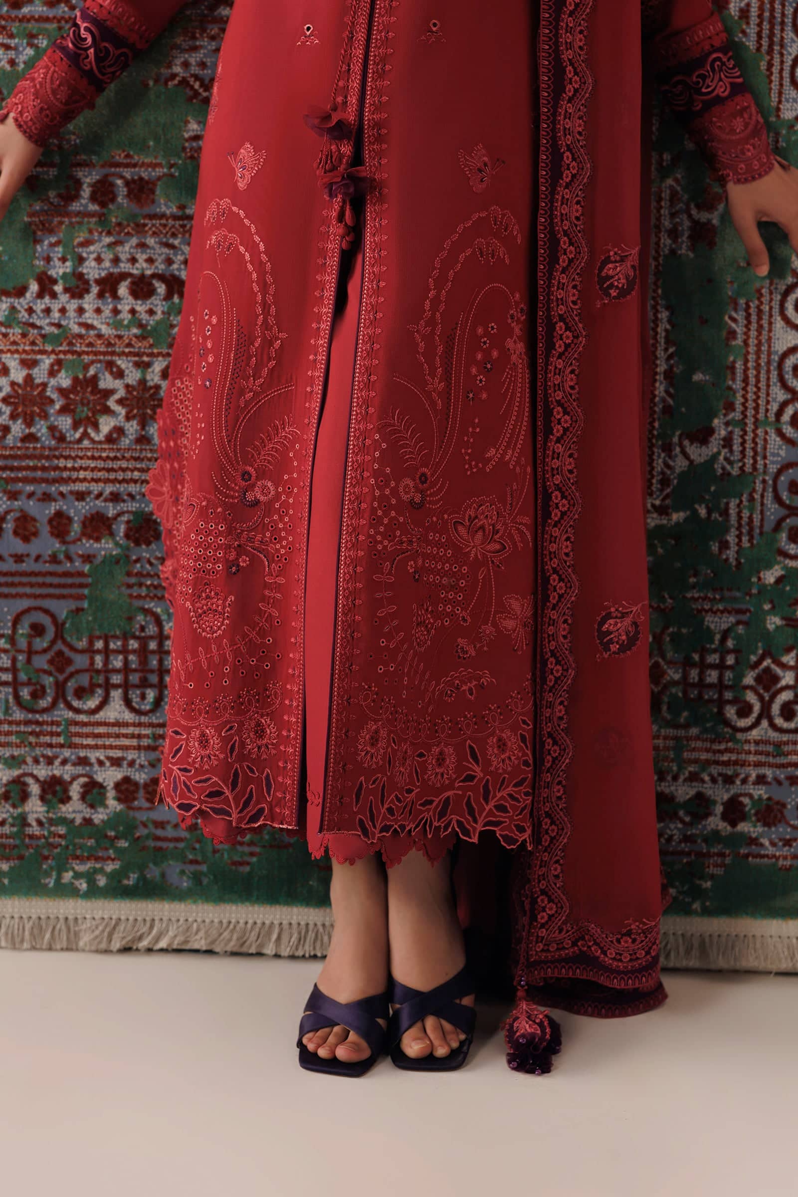 Qline linen '26 qalamkar | qlw-03 zaira– detail view 7 Qline Linen '26 Qalamkar | QLW-03 ZAIRA– detail view 7