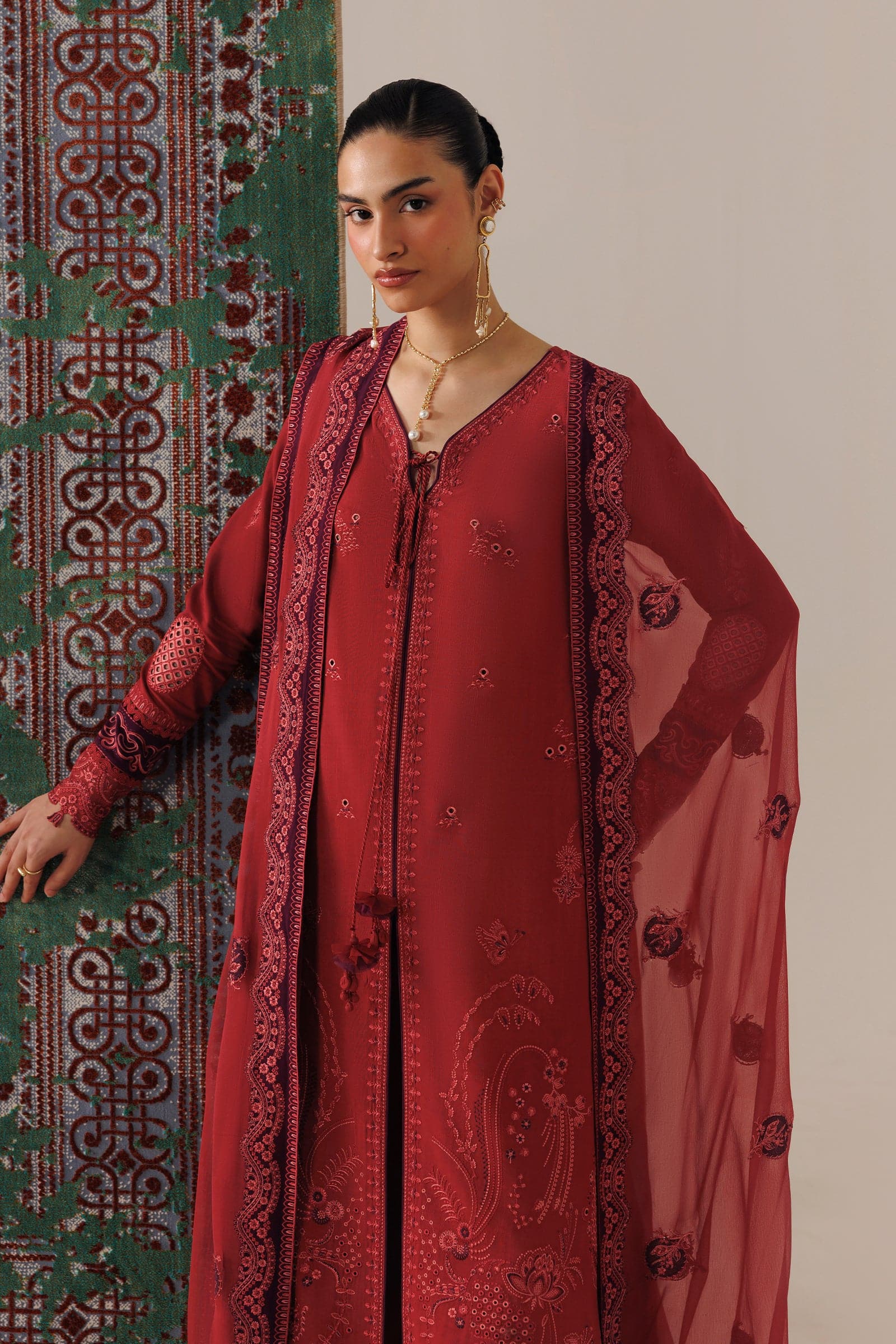 Qline linen '26 qalamkar | qlw-03 zaira– alternate view Qline Linen '26 Qalamkar | QLW-03 ZAIRA– alternate view