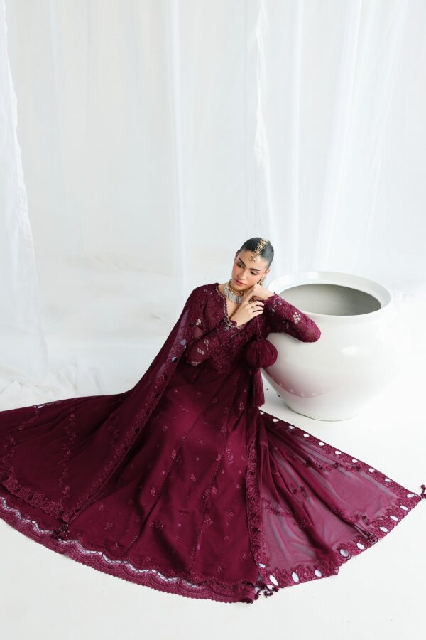 Qalamkar Chiffon Collection QCC-03 WAFA– red 1