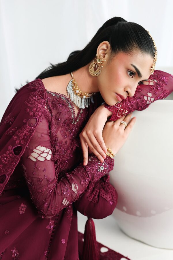 Qalamkar Chiffon Collection QCC-03 WAFA– red 3