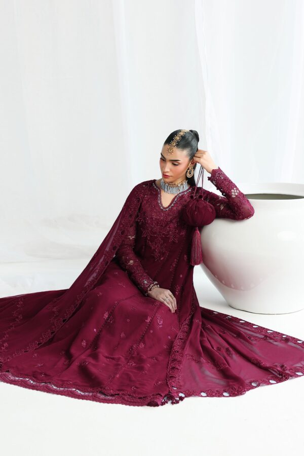 Qalamkar Chiffon Collection QCC-03 WAFA– red 9