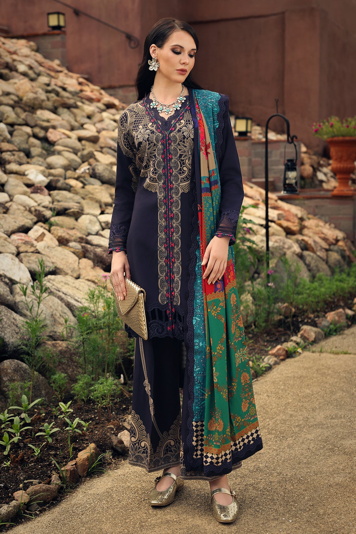 Charizma combination collection 3-pc unstitched embroidered linen collection ccw7-13 Charizma Combination Collection 3-PC Unstitched Embroidered Linen Collection CCW7-13