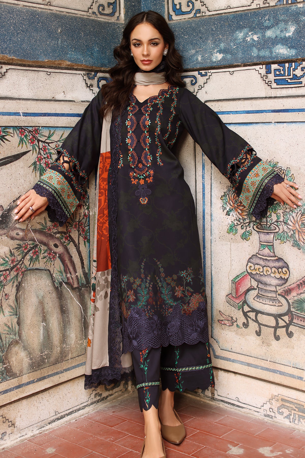 Charizma combination collection 3-pc unstitched embroidered linen collection ccw7-21 Charizma Combination Collection 3-PC Unstitched Embroidered Linen Collection CCW7-21