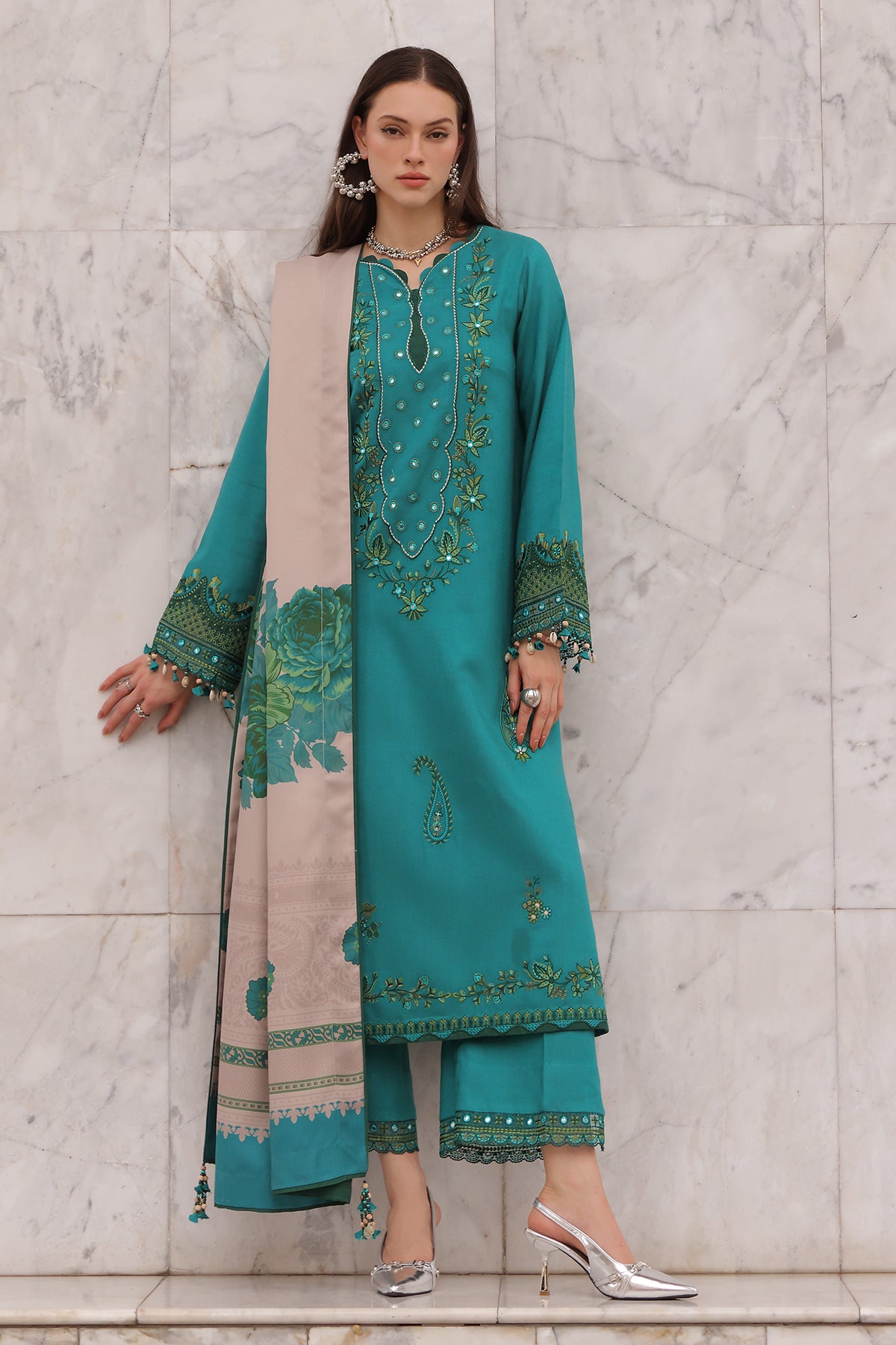 Charizma poshima collection 3-pc unstitched peach leather collection psw6-21 Charizma Poshima Collection 3-PC Unstitched Peach Leather Collection PSW6-21