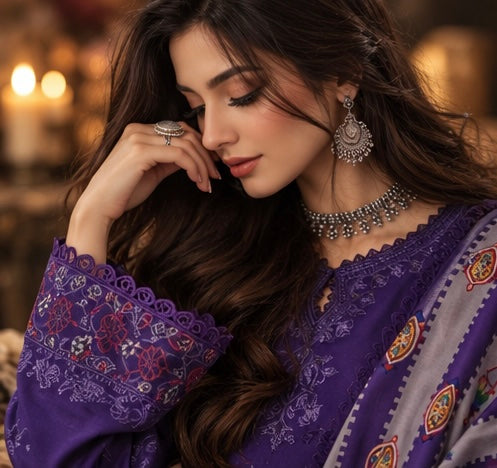 Noor by Saadia Asad Winter Embroidered Printskhas 26 D6 B Aubergine Delight Noor by Saadia Asad Winter Embroidered Printskhas 26 D6 B Aubergine Delight
