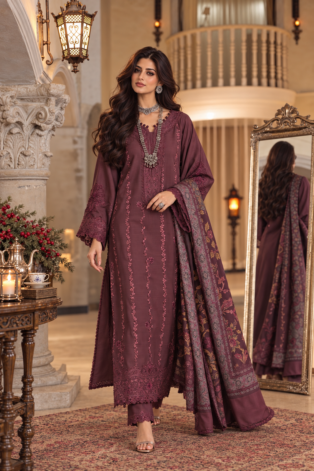 Noor by saadia asad winter embroidered printskhas 26 d5 a - vineyard plum Noor by Saadia Asad Winter Embroidered Printskhas 26 D5 A - Vineyard plum
