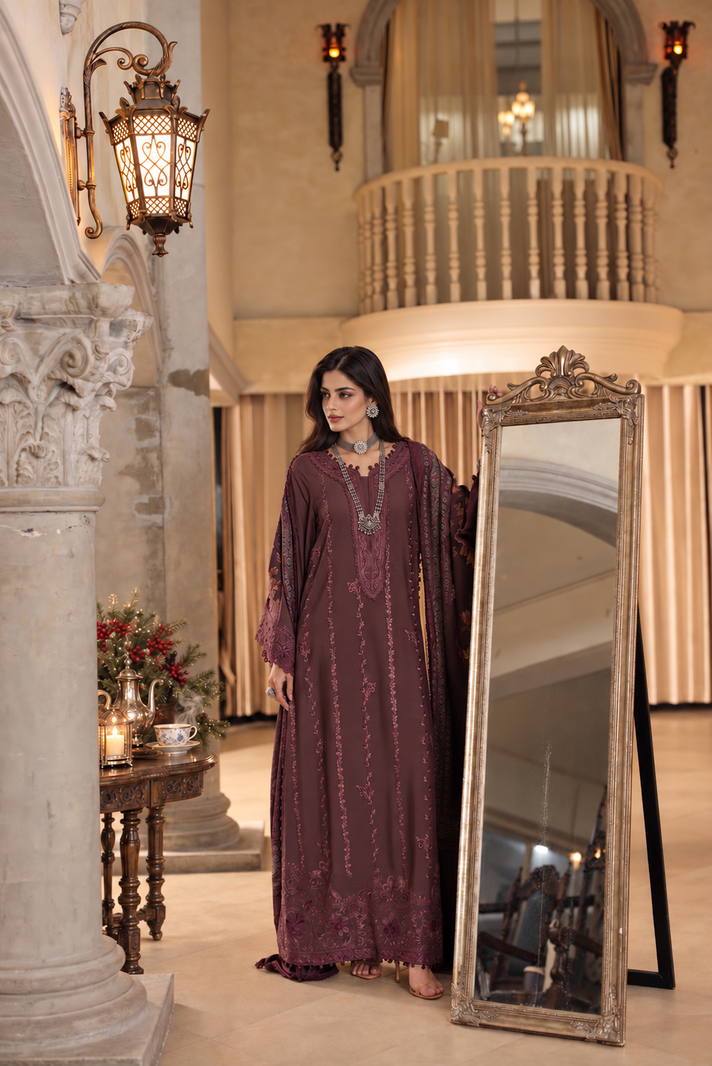 Noor by saadia asad winter embroidered printskhas 26 d5 a - vineyard plum– detail view 4 Noor by Saadia Asad Winter Embroidered Printskhas 26 D5 A - Vineyard plum– detail view 4