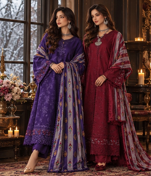 Noor by saadia asad winter embroidered printskhas 26 d6 b aubergine delight– detail view 2 Noor by Saadia Asad Winter Embroidered Printskhas 26 D6 B Aubergine Delight– detail view 2