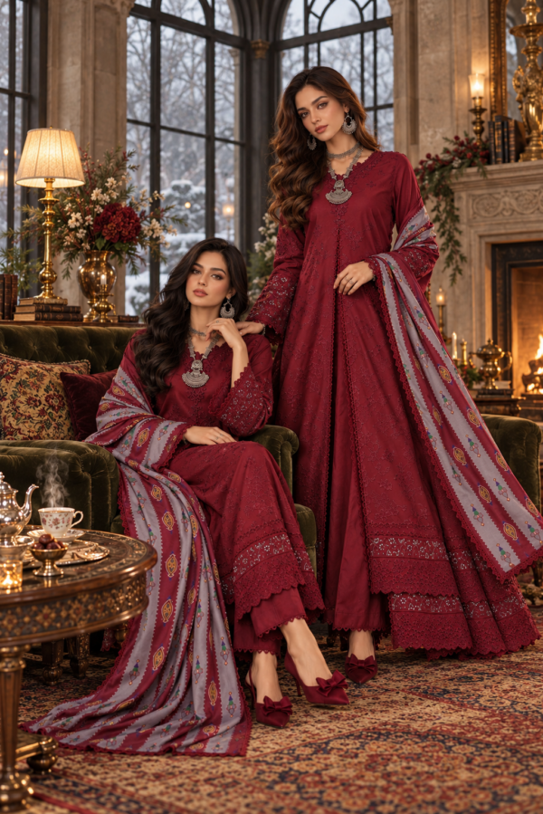 Noor by saadia asad winter embroidered printskhas 26 d6 a - cardinal wine– detail view 3 Noor by Saadia Asad Winter Embroidered Printskhas 26 D6 A - Cardinal wine– detail view 3