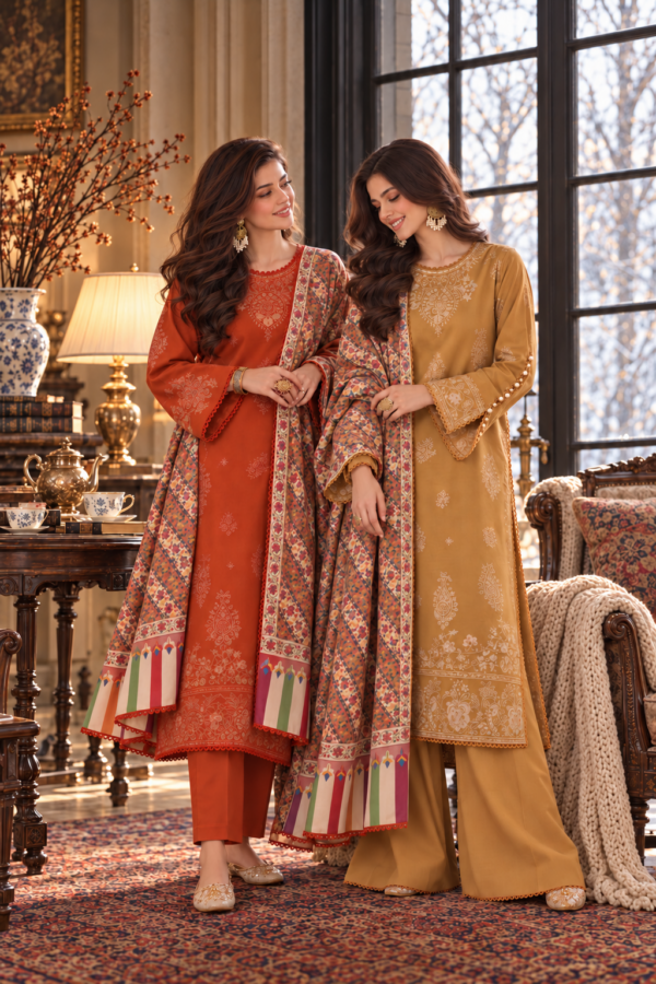 Noor by saadia asad winter embroidered printskhas 26 d10 b - burnt terracotta– detail view 9 Noor by Saadia Asad Winter Embroidered Printskhas 26 D10 B - Burnt Terracotta– detail view 9