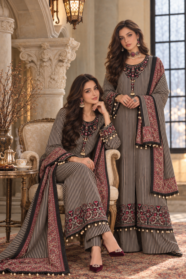 Noor by Saadia Asad Winter Embroidered Printskhas 26 D9 A - classic Black Pinstripes Noor by Saadia Asad Winter Embroidered Printskhas 26 D9 A - classic Black Pinstripes