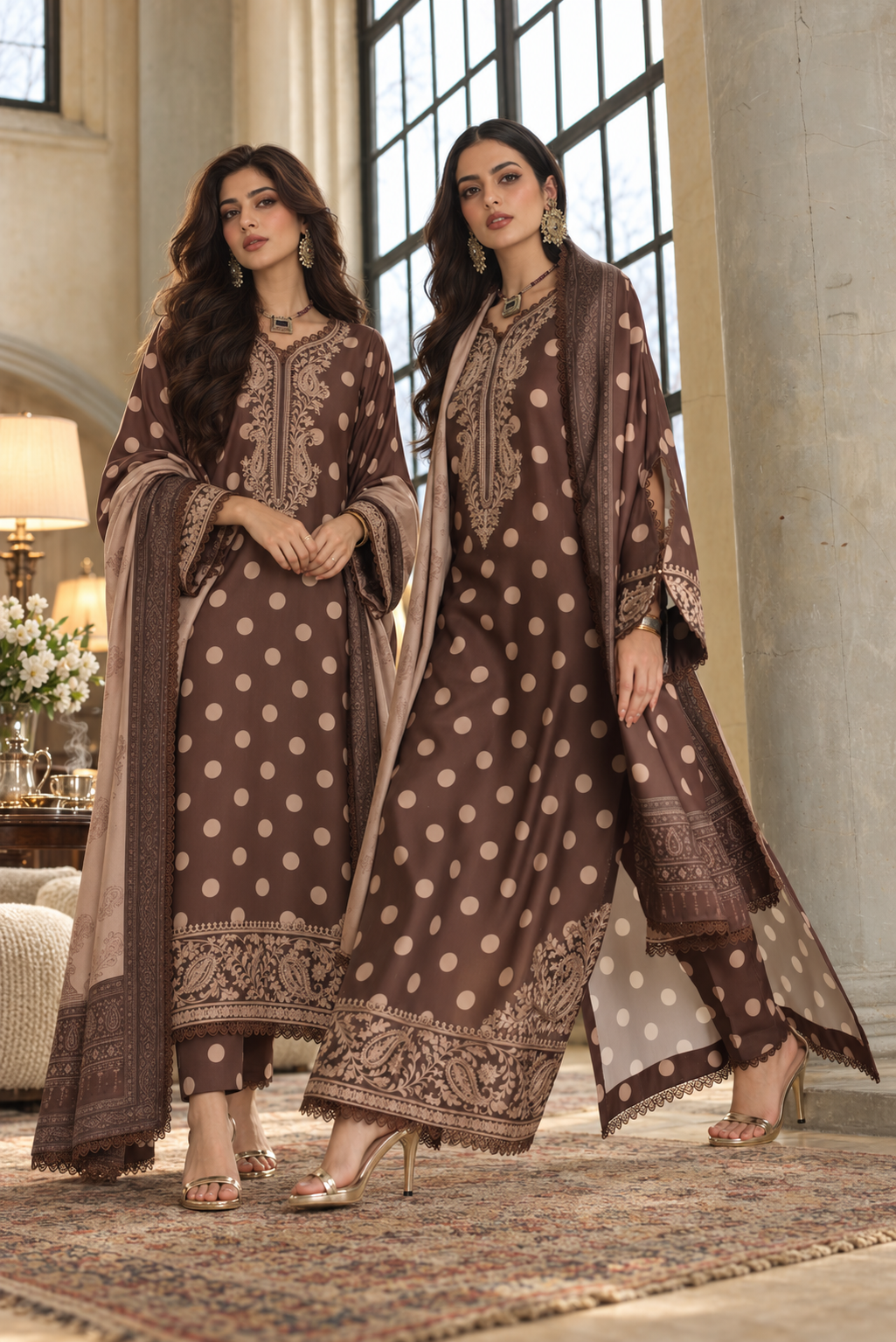 Noor by saadia asad winter embroidered printskhas 26 d8 b - polka espresso– detail view 2 Noor by Saadia Asad Winter Embroidered Printskhas 26 D8 B - Polka Espresso– detail view 2