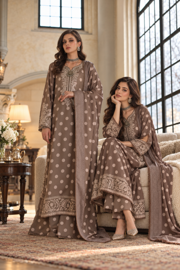Noor by saadia asad winter embroidered printskhas 26 d8 a - polka mose gold– detail view 5 Noor by Saadia Asad Winter Embroidered Printskhas 26 D8 A - Polka Mose Gold– detail view 5