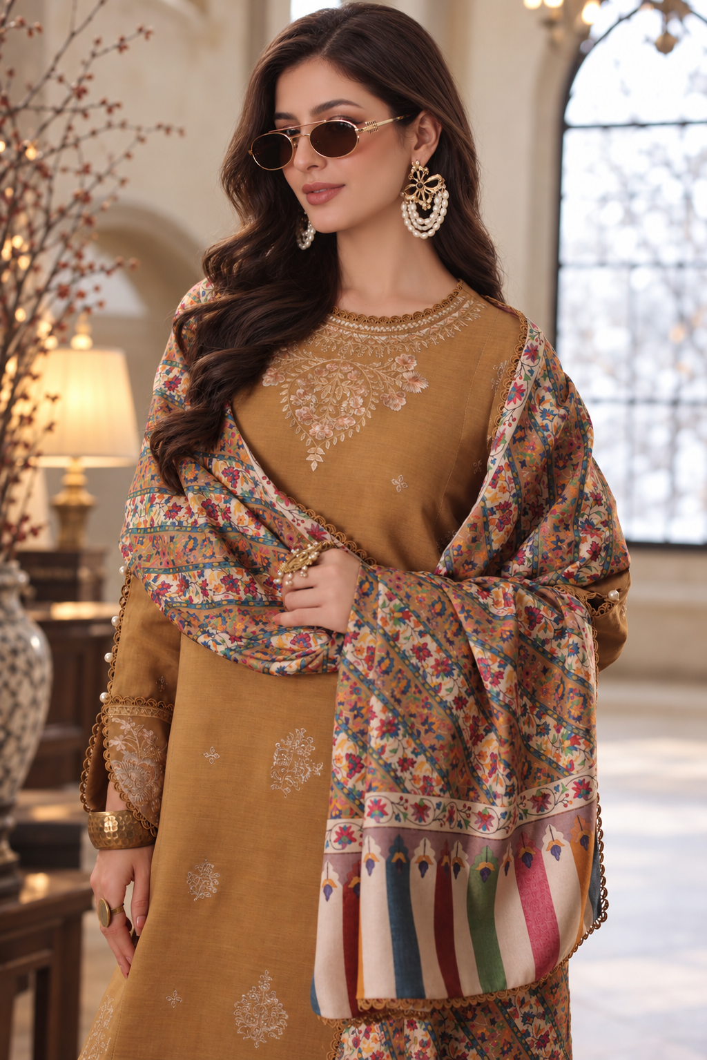 Noor by saadia asad winter embroidered printskhas 26 d10 a - autumn saffron– detail view 4 Noor by Saadia Asad Winter Embroidered Printskhas 26 D10 A - Autumn Saffron– detail view 4