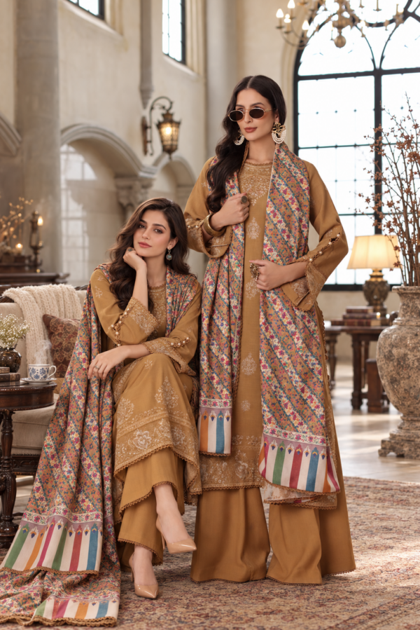 Noor by saadia asad winter embroidered printskhas 26 d10 a - autumn saffron– detail view 7 Noor by Saadia Asad Winter Embroidered Printskhas 26 D10 A - Autumn Saffron– detail view 7