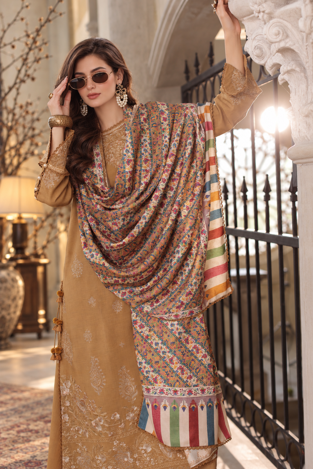 Noor by saadia asad winter embroidered printskhas 26 d10 a - autumn saffron– detail view 3 Noor by Saadia Asad Winter Embroidered Printskhas 26 D10 A - Autumn Saffron– detail view 3