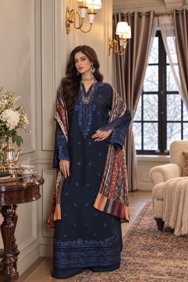 Noor by Saadia Asad Winter Embroidered Printskhas 26 D7 A - Kaani Blue Dusk Noor by Saadia Asad Winter Embroidered Printskhas 26 D7 A - Kaani Blue Dusk