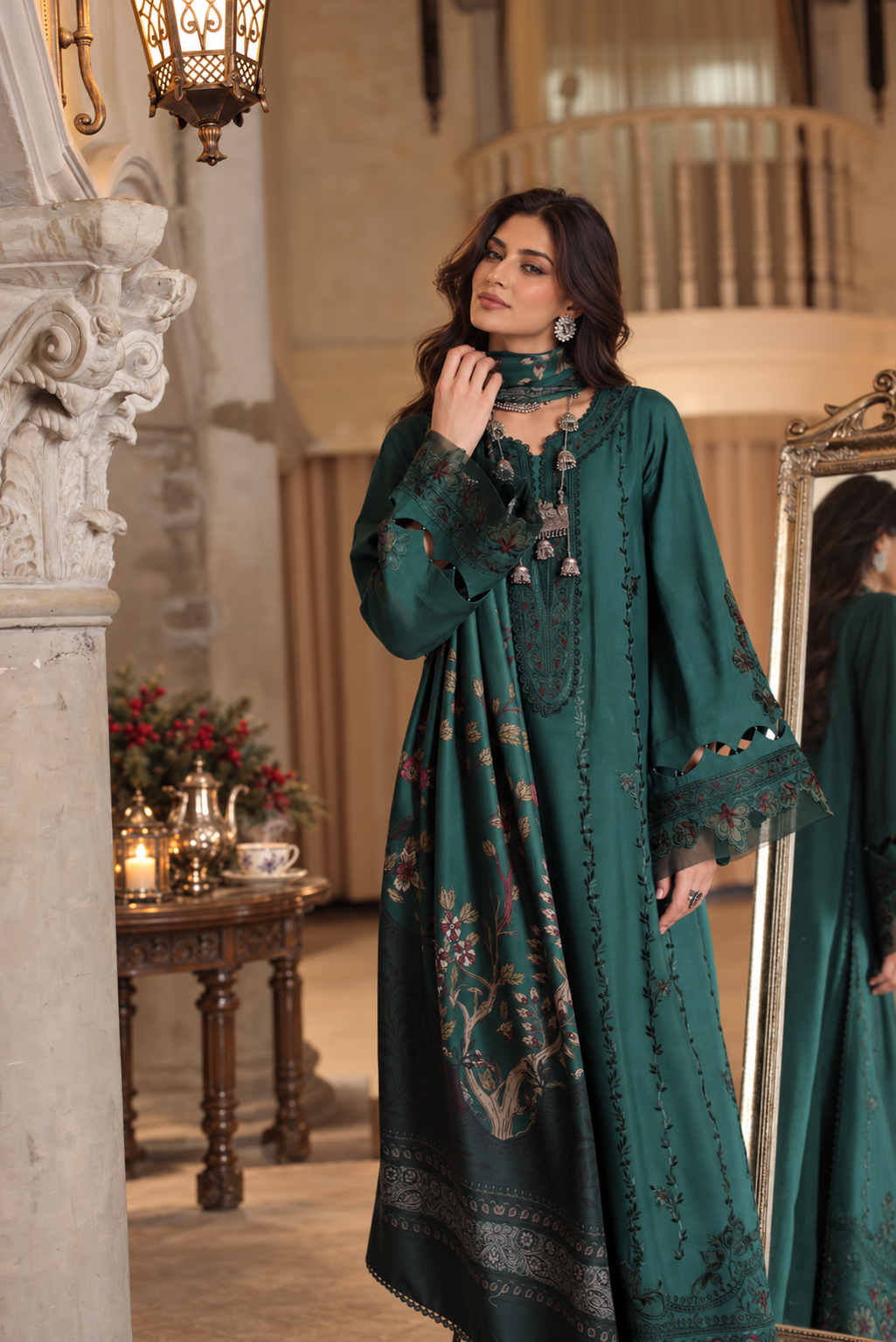 Noor by saadia asad winter embroidered printskhas 26 d5 b - teal nocturne– detail view 6 Noor by Saadia Asad Winter Embroidered Printskhas 26 D5 B - Teal Nocturne– detail view 6