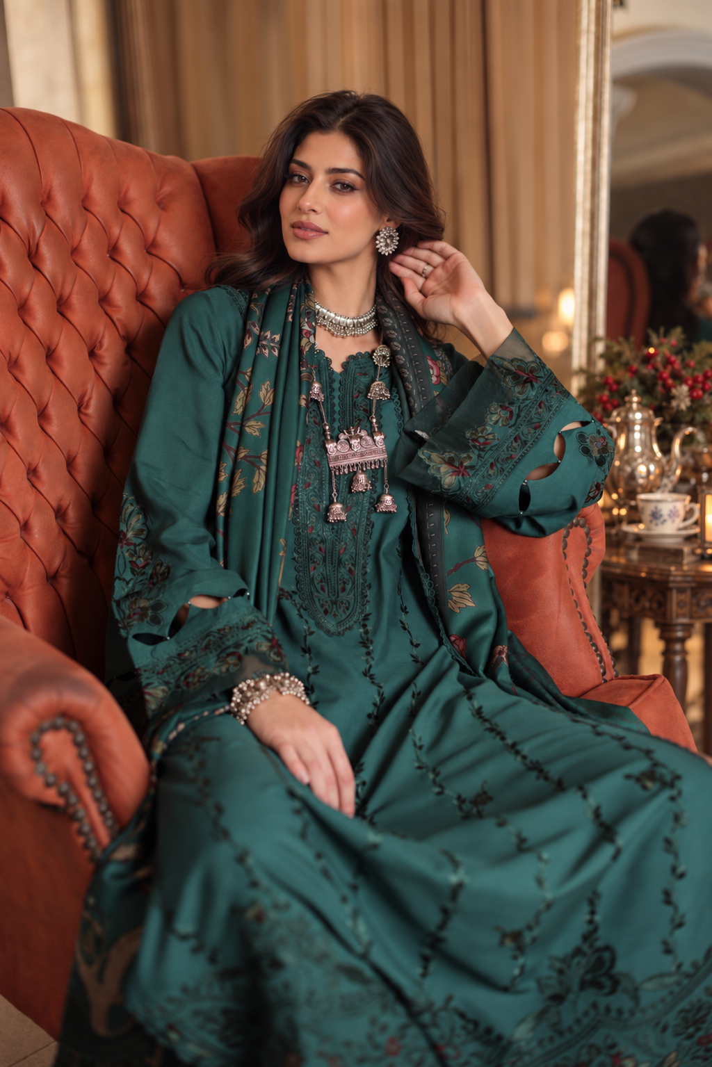 Noor by saadia asad winter embroidered printskhas 26 d5 b - teal nocturne Noor by Saadia Asad Winter Embroidered Printskhas 26 D5 B - Teal Nocturne