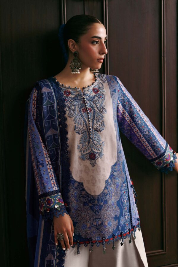 MB-CUSV15-01A-A M Basics Agla Station Winter 26 3 Pc Unstitched Embroidered Slub Khaddar Suit | MB-CUSV15-01A