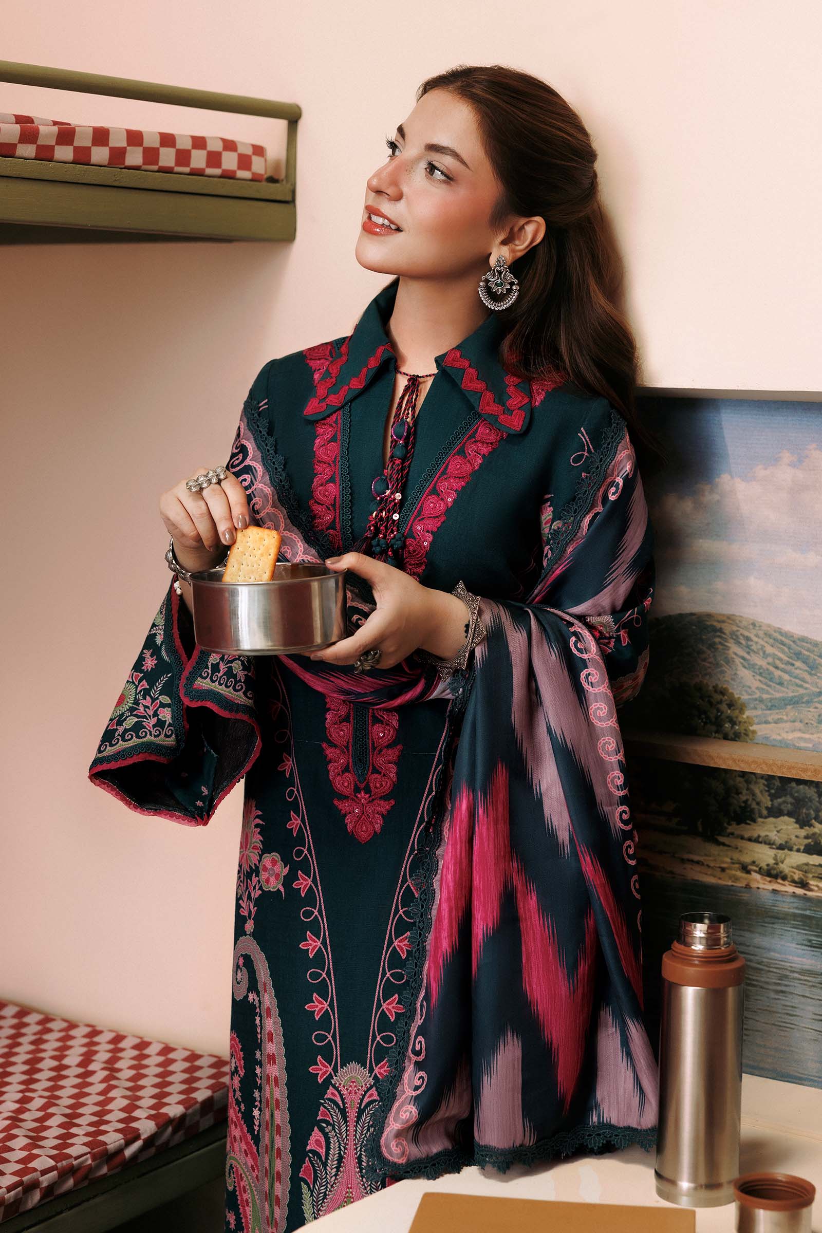 Mb-cusv15-02b-e M Basics Agla Station Winter 26 3 Pc Unstitched Embroidered Slub Khaddar Suit | MB-CUSV15-02B– MB-CUSV15-02B-e