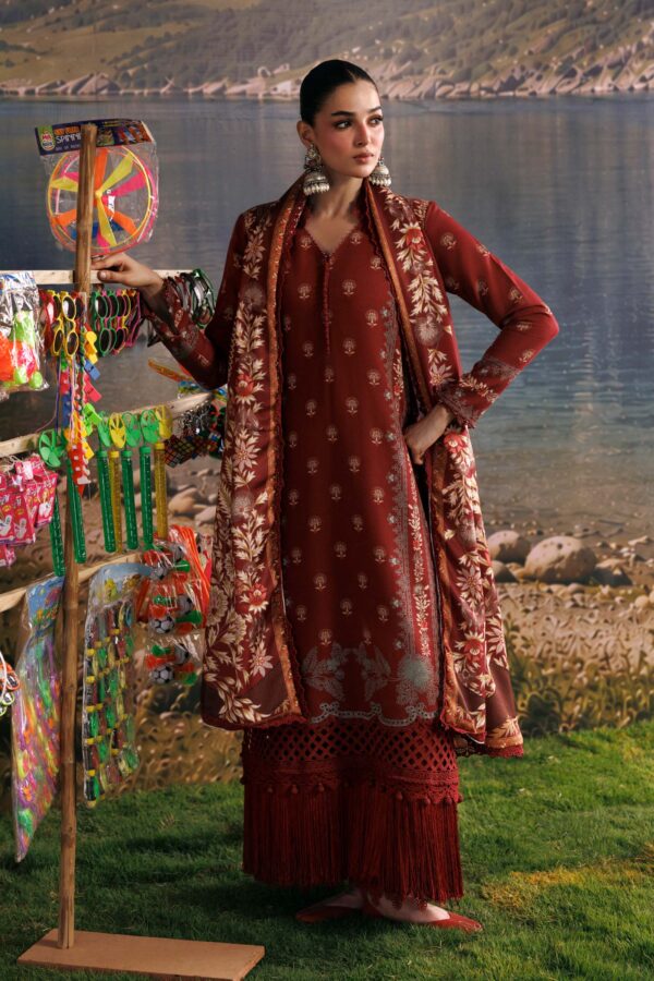 MB-CUSV15-03B-A M Basics Agla Station Winter 26 3 Pc Unstitched Embroidered Slub Khaddar Suit | MB-CUSV15-03B