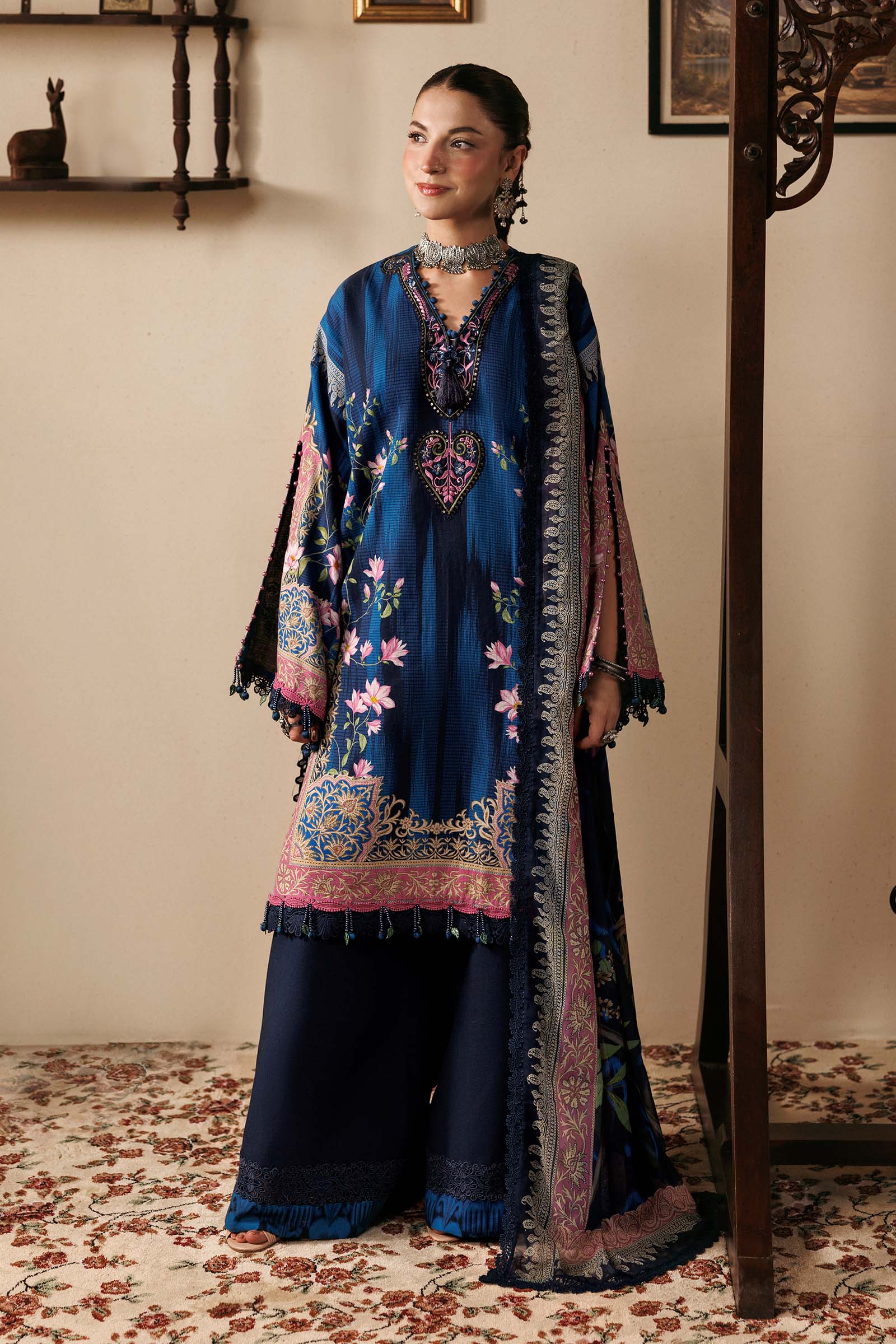 Mb-cusv15-05a-a M Basics Agla Station Winter 26 3 Pc Unstitched Embroidered Slub Khaddar Suit | MB-CUSV15-05A